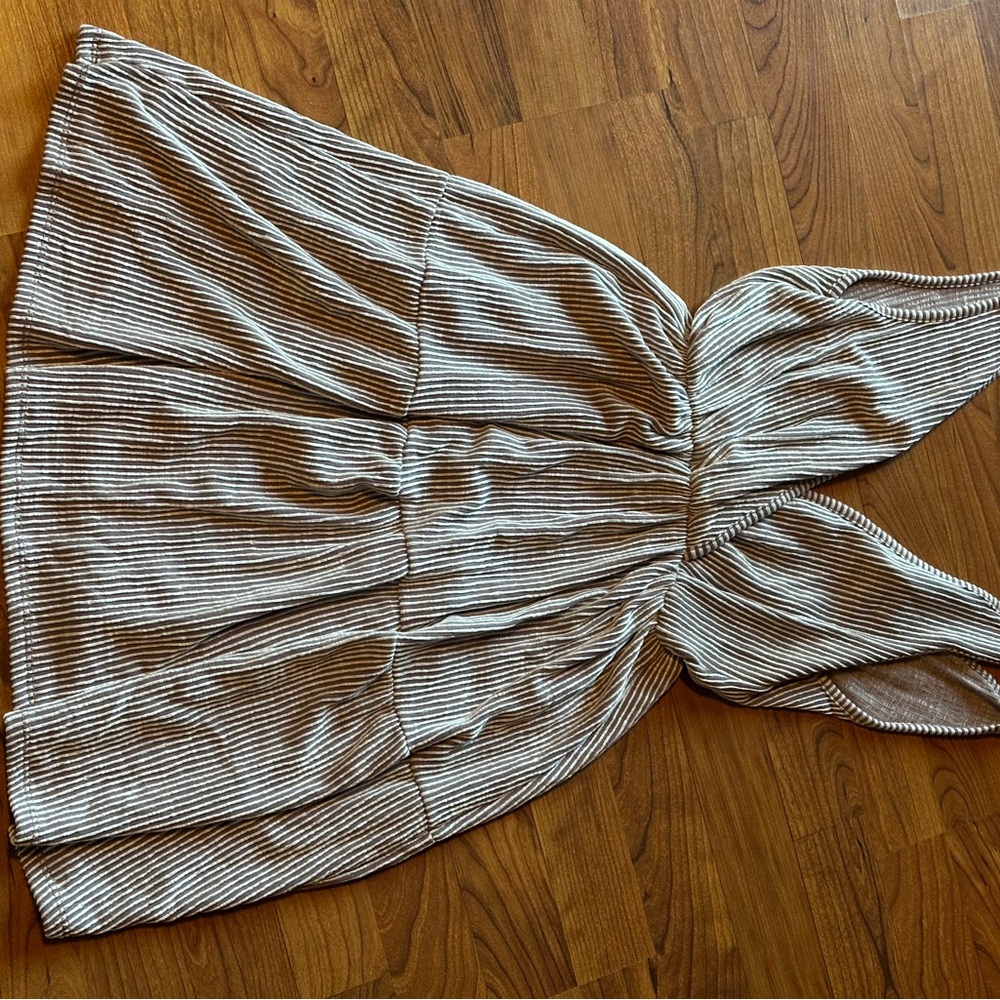Caution To The Wind Striped Backless Dress in Brown and Cream
